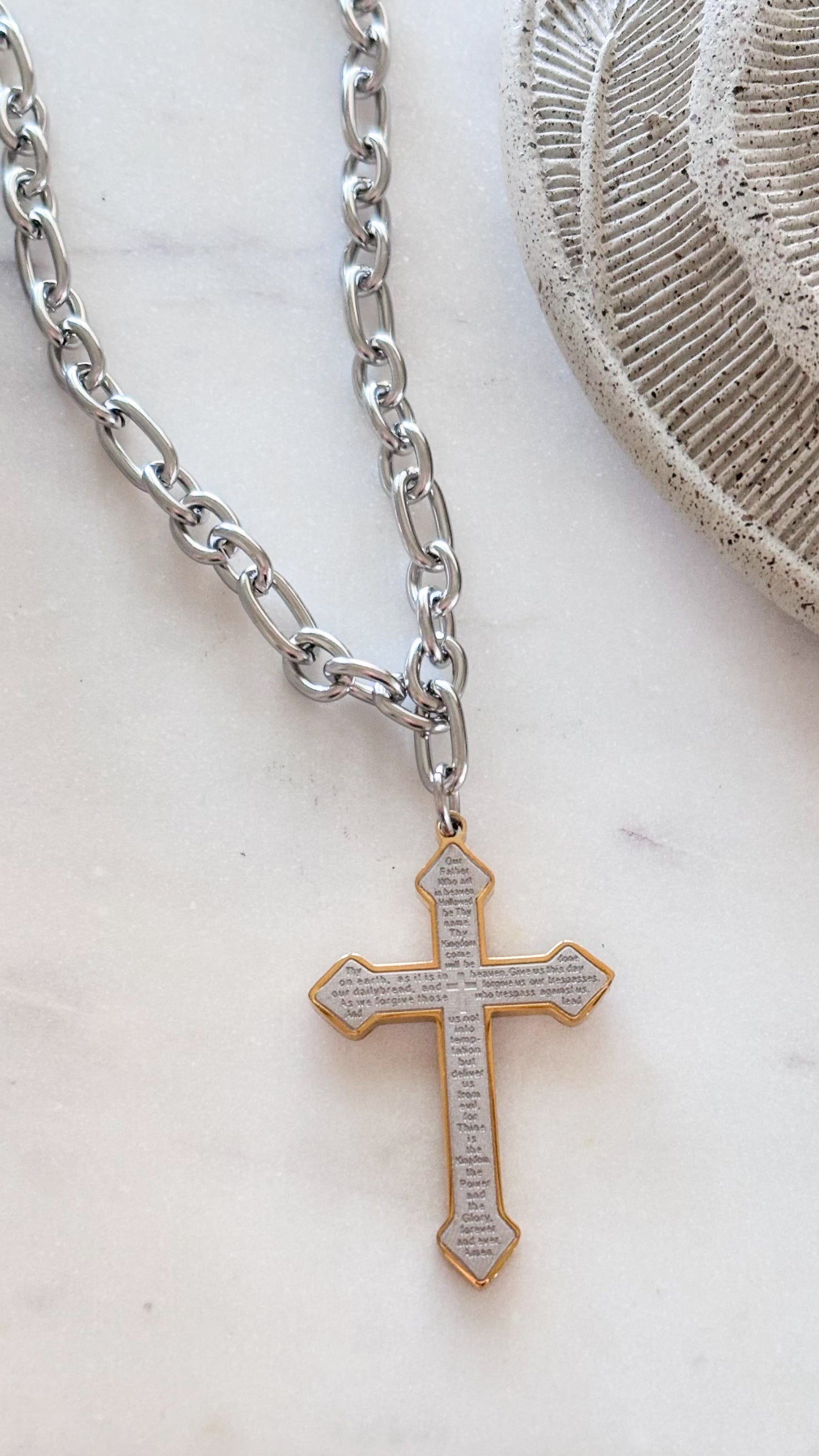 Men’s Padre Nuestro Silver Necklace