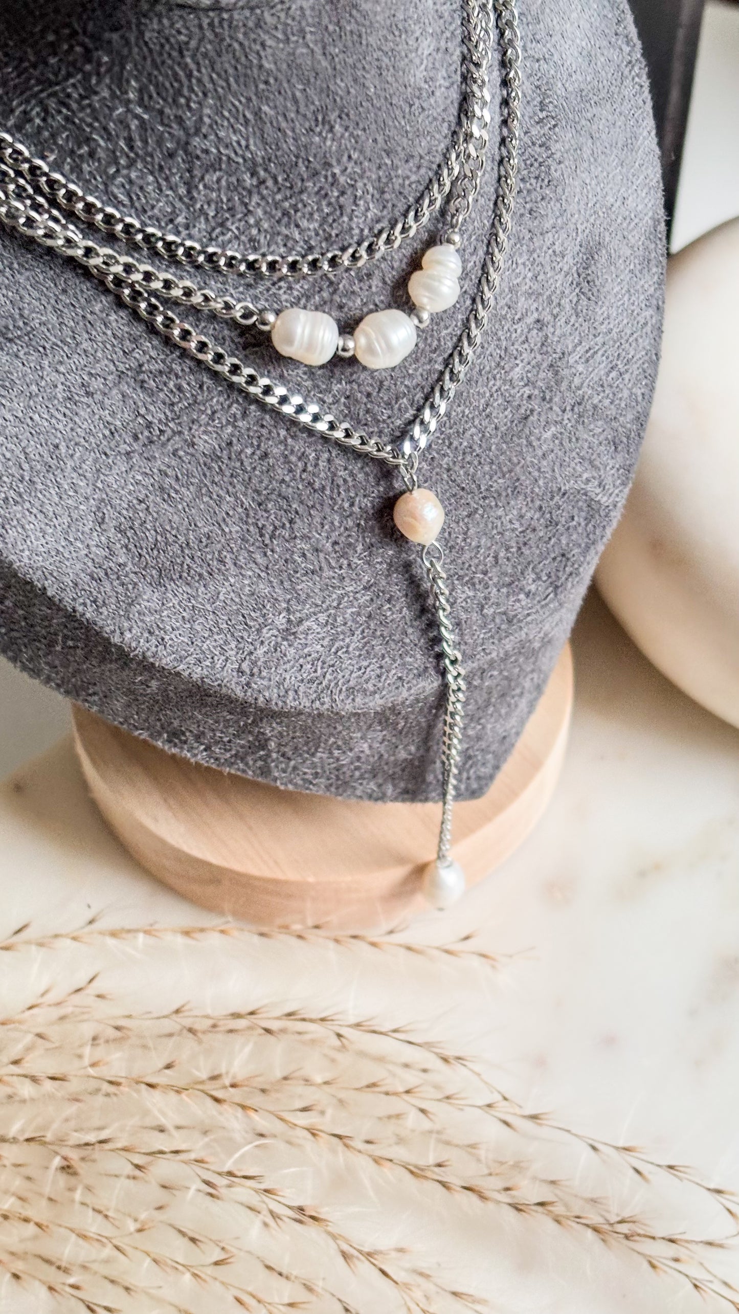Silver 3 in 1 Layers Necklace
