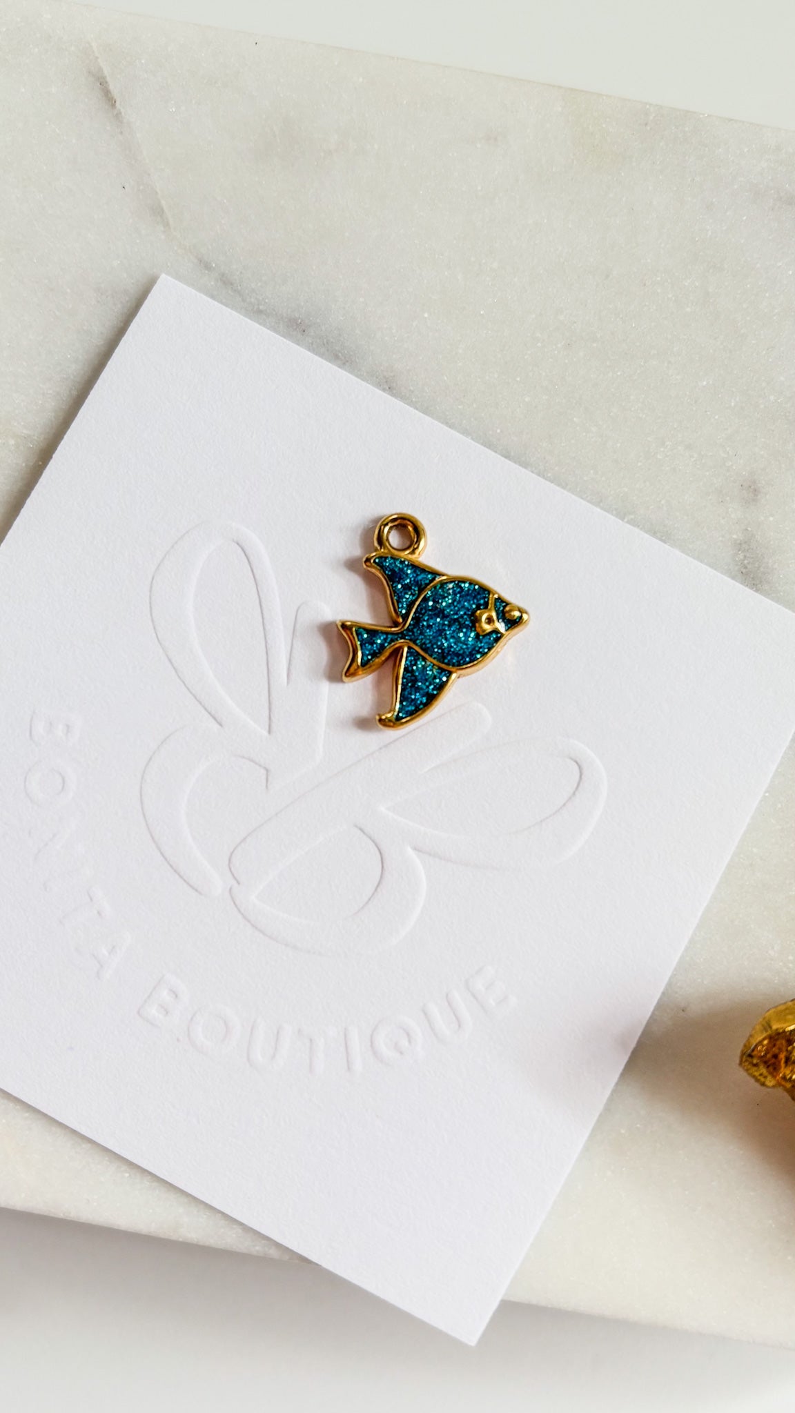 Blue Shiny Fish Charm