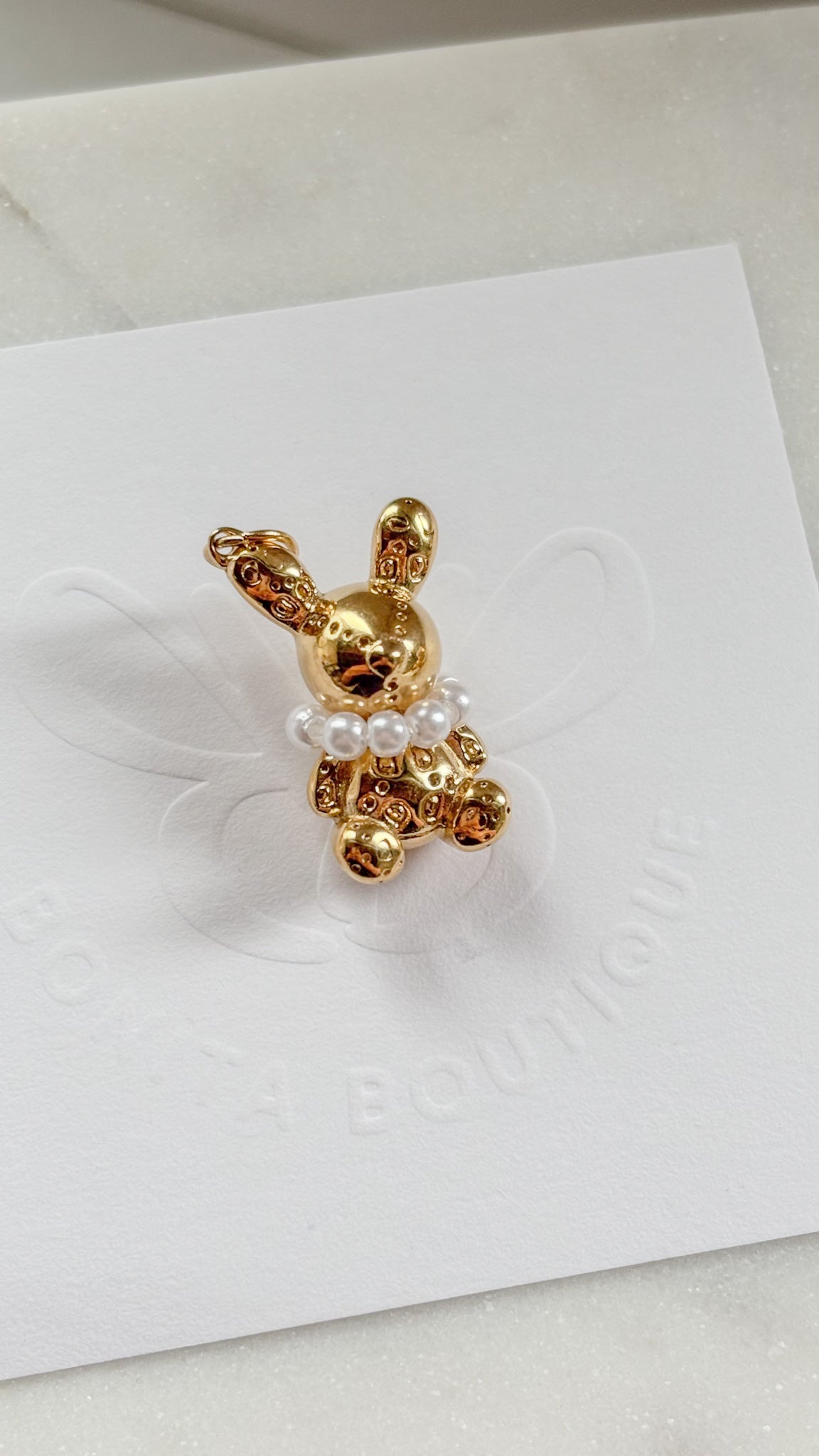 Bunny W Pearls Charm