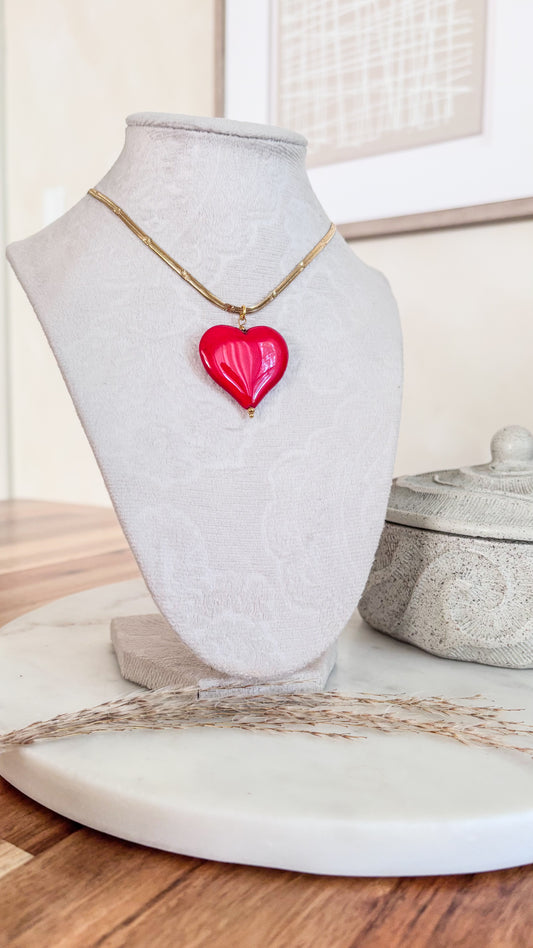 Red Heart Statement Necklace