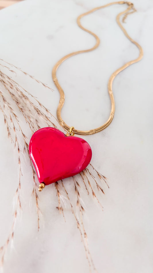 Red Heart Statement Necklace