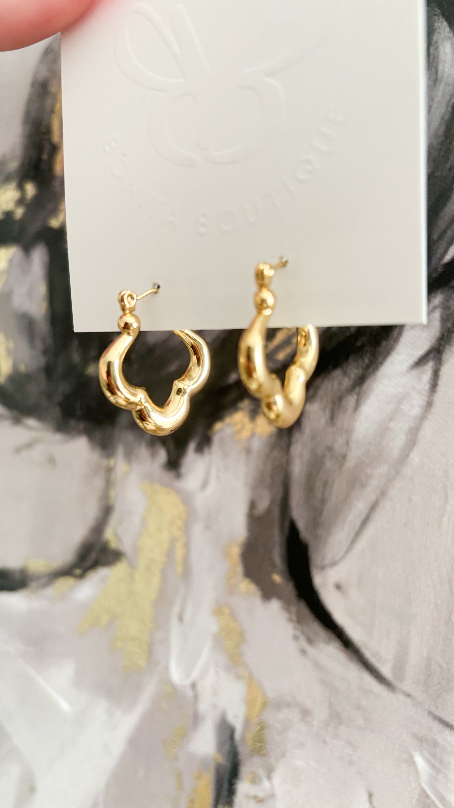 Gold Clover Hoops