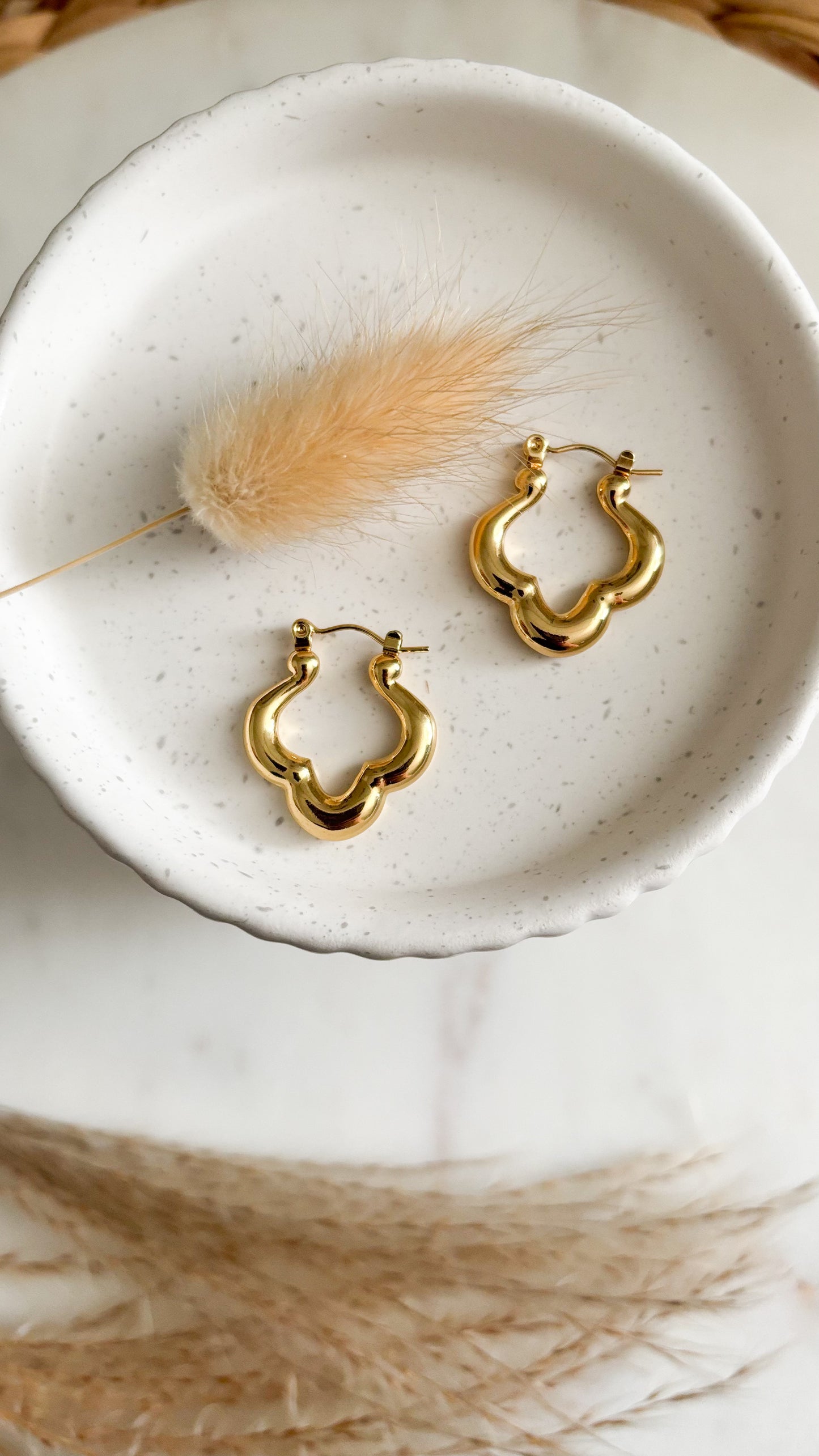 Gold Clover Hoops