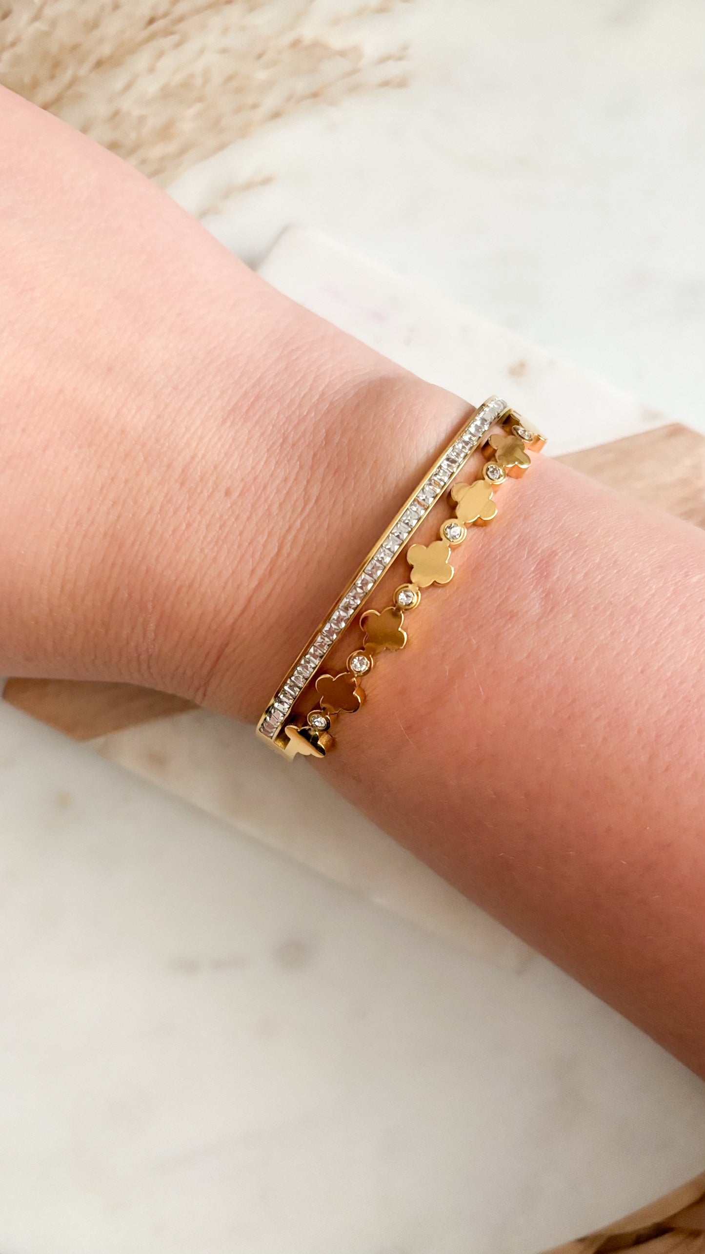 Gold Clover Bangle