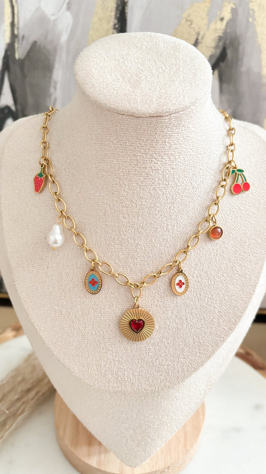 Red Heart Charm Necklace