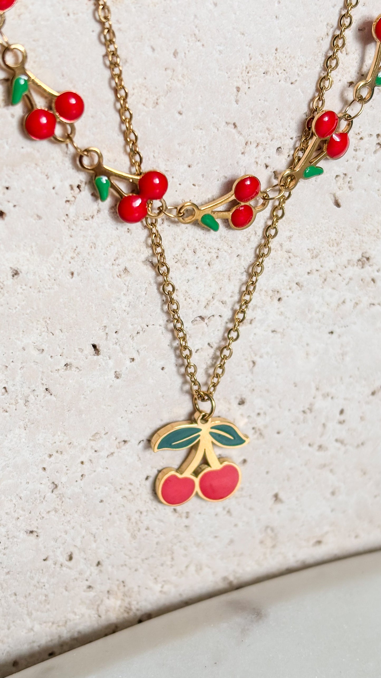 Doble Chain Cherry Necklace
