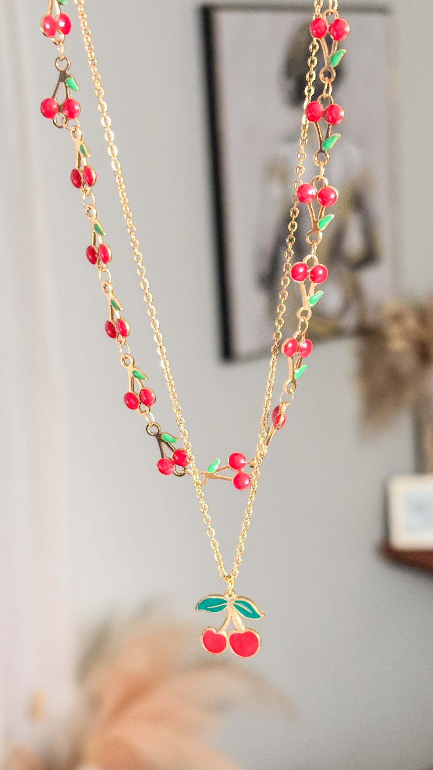 Doble Chain Cherry Necklace