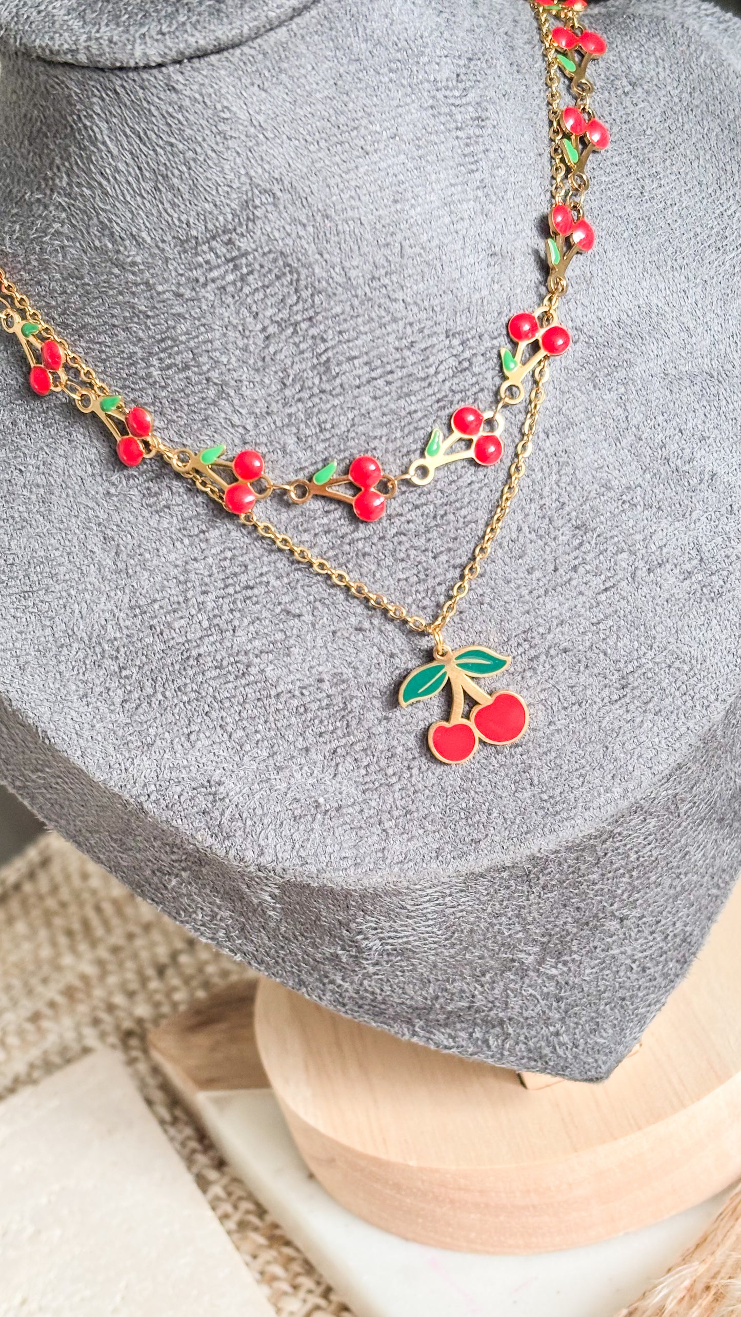Doble Chain Cherry Necklace
