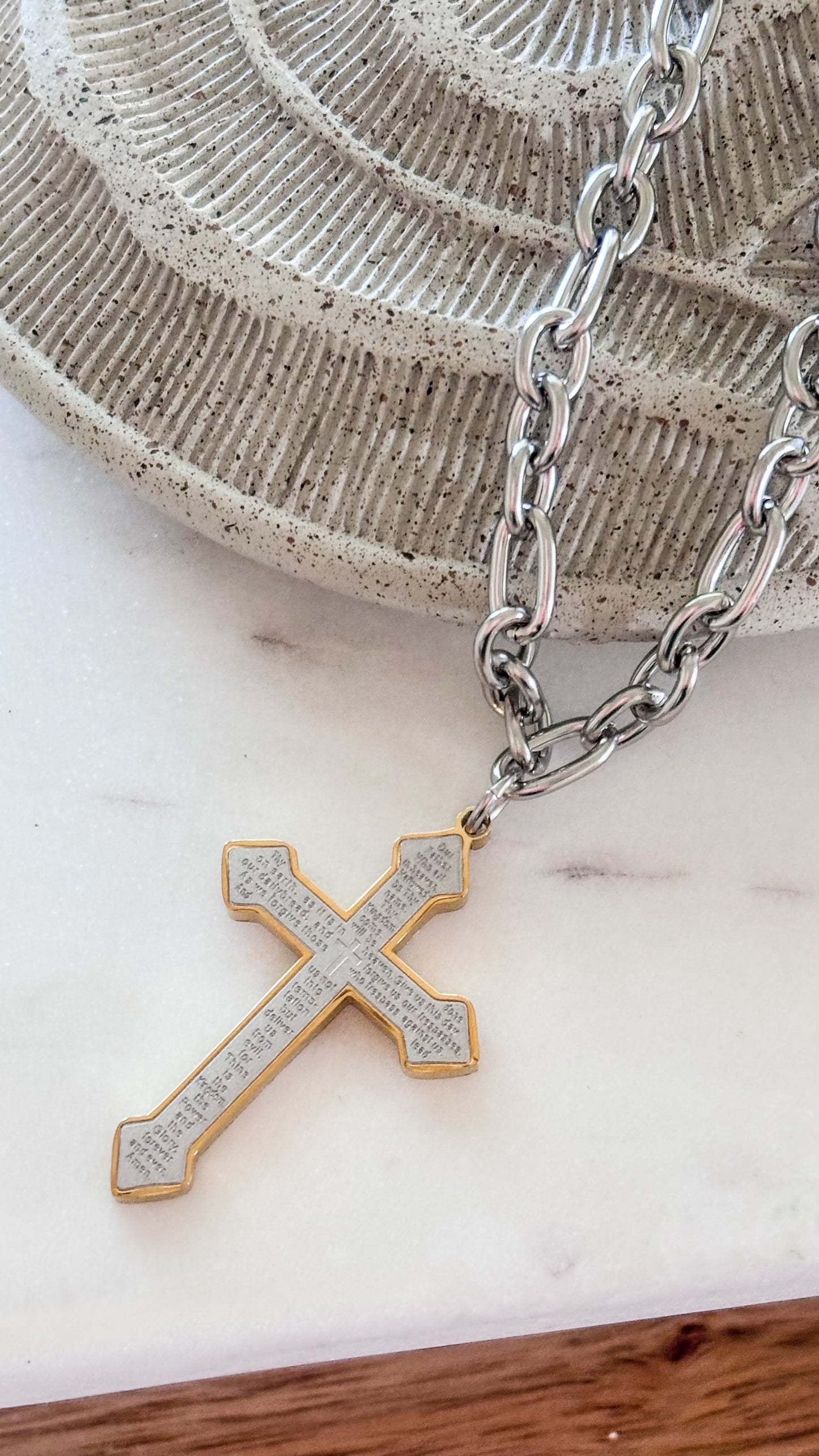 Men’s Padre Nuestro Silver Necklace