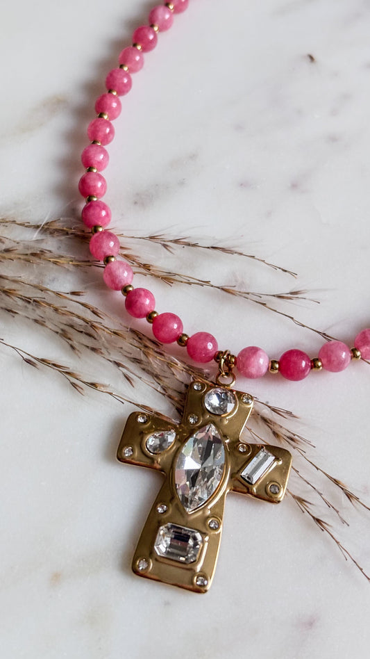 Pink Cross Necklace