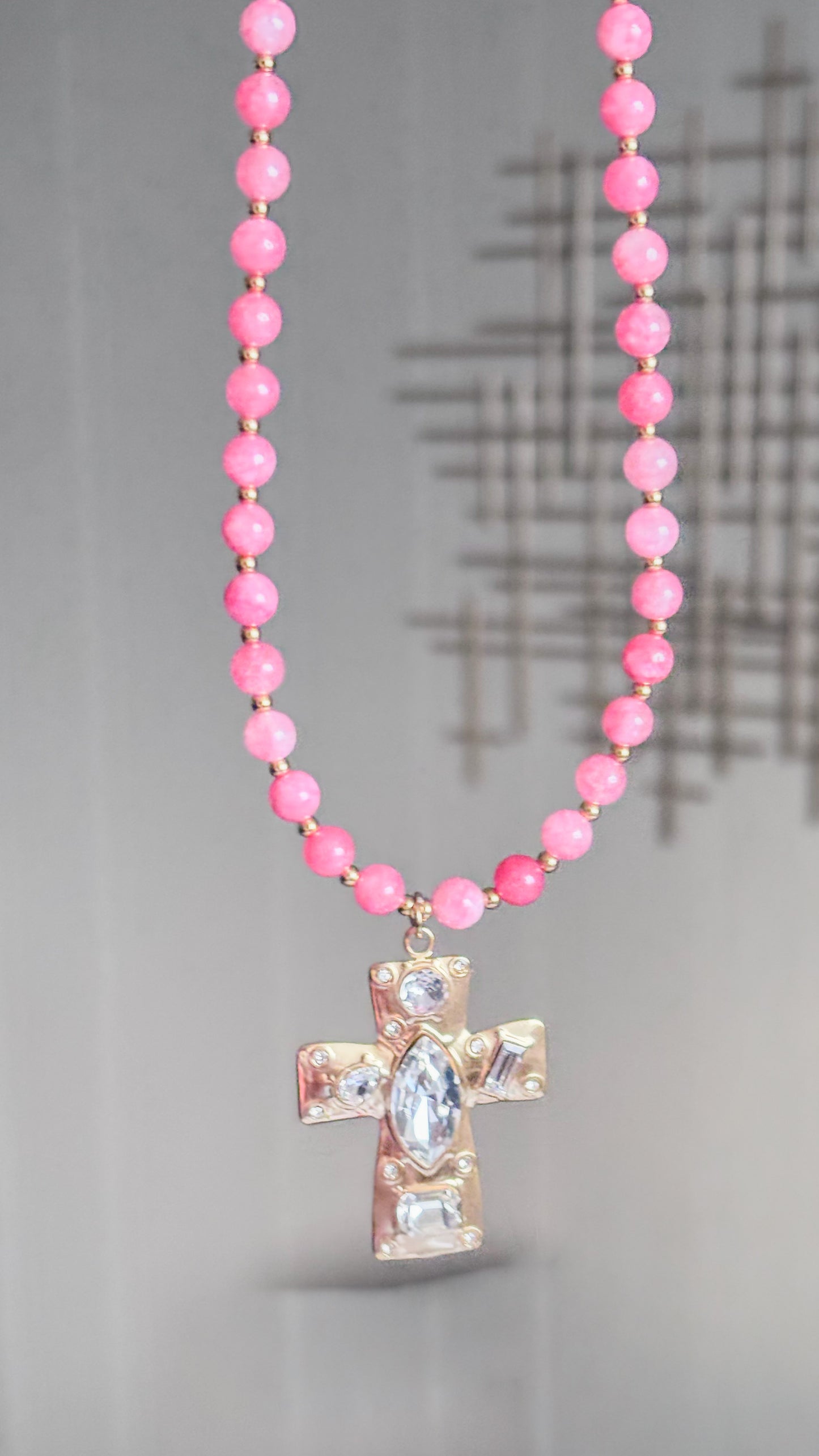 Pink Cross Necklace