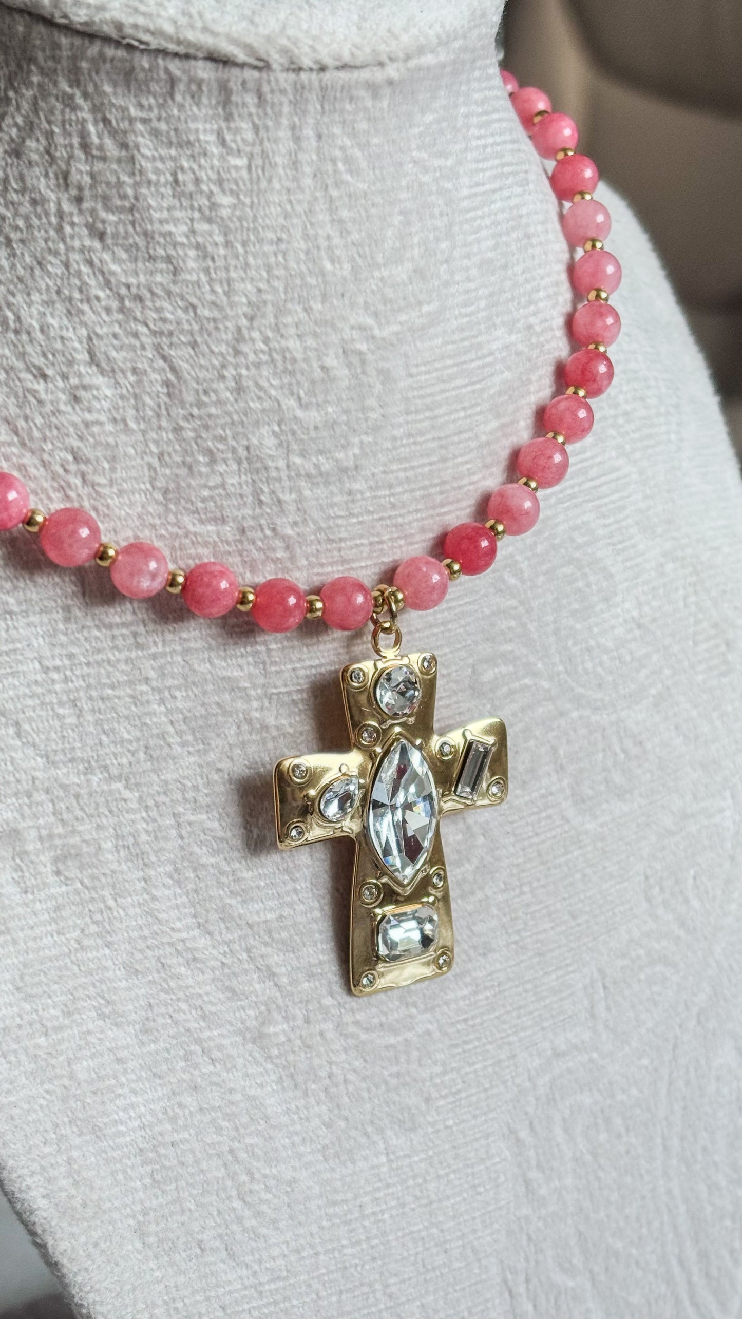 Pink Cross Necklace