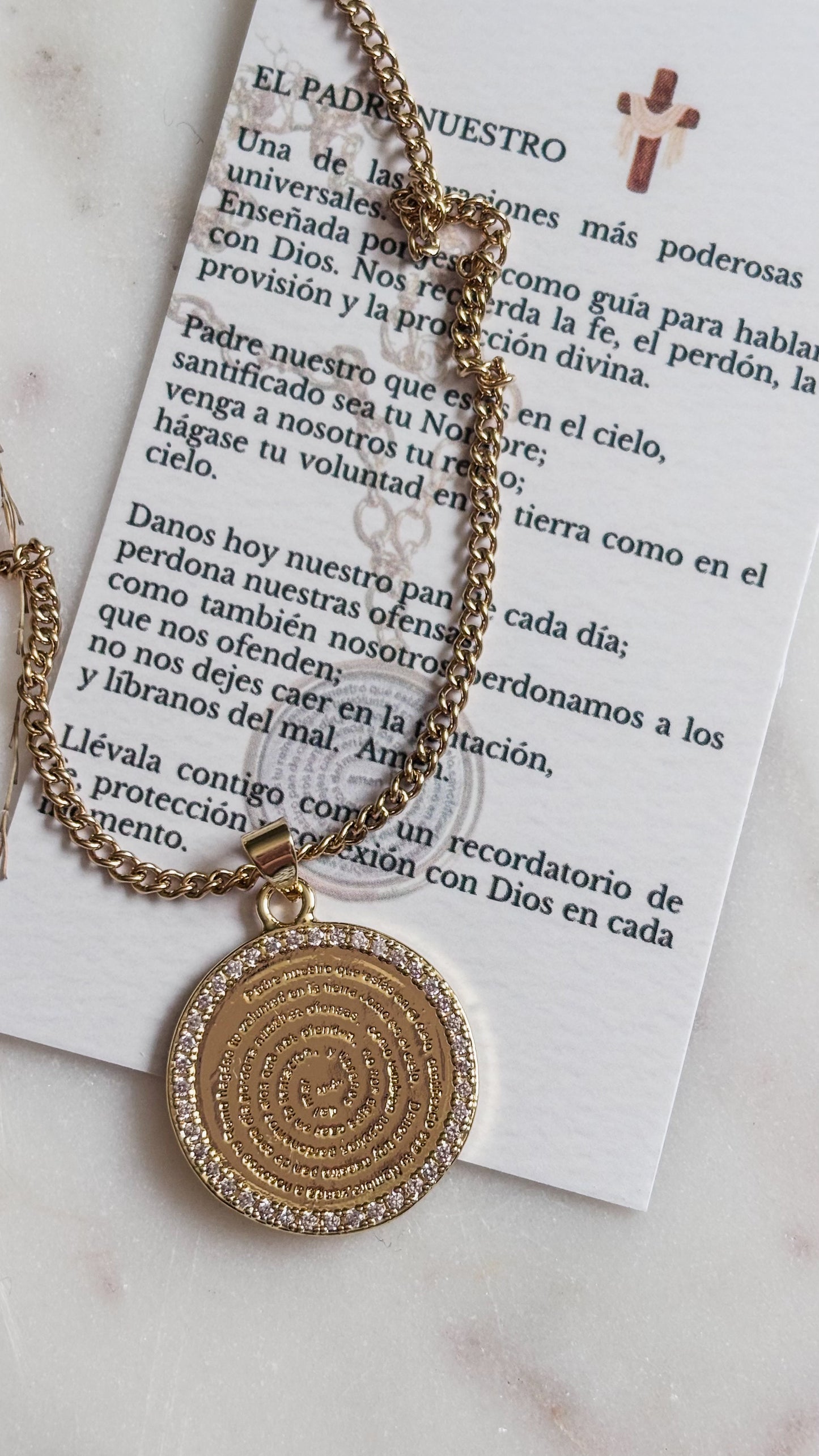 Gold Shine Padre Nuestro Necklace
