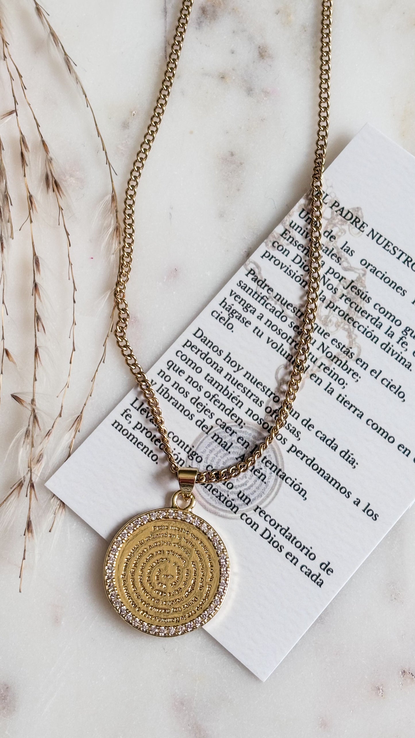 Gold Shine Padre Nuestro Necklace