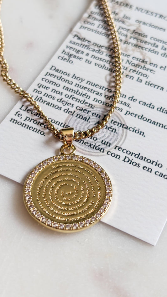 Gold Shine Padre Nuestro Necklace