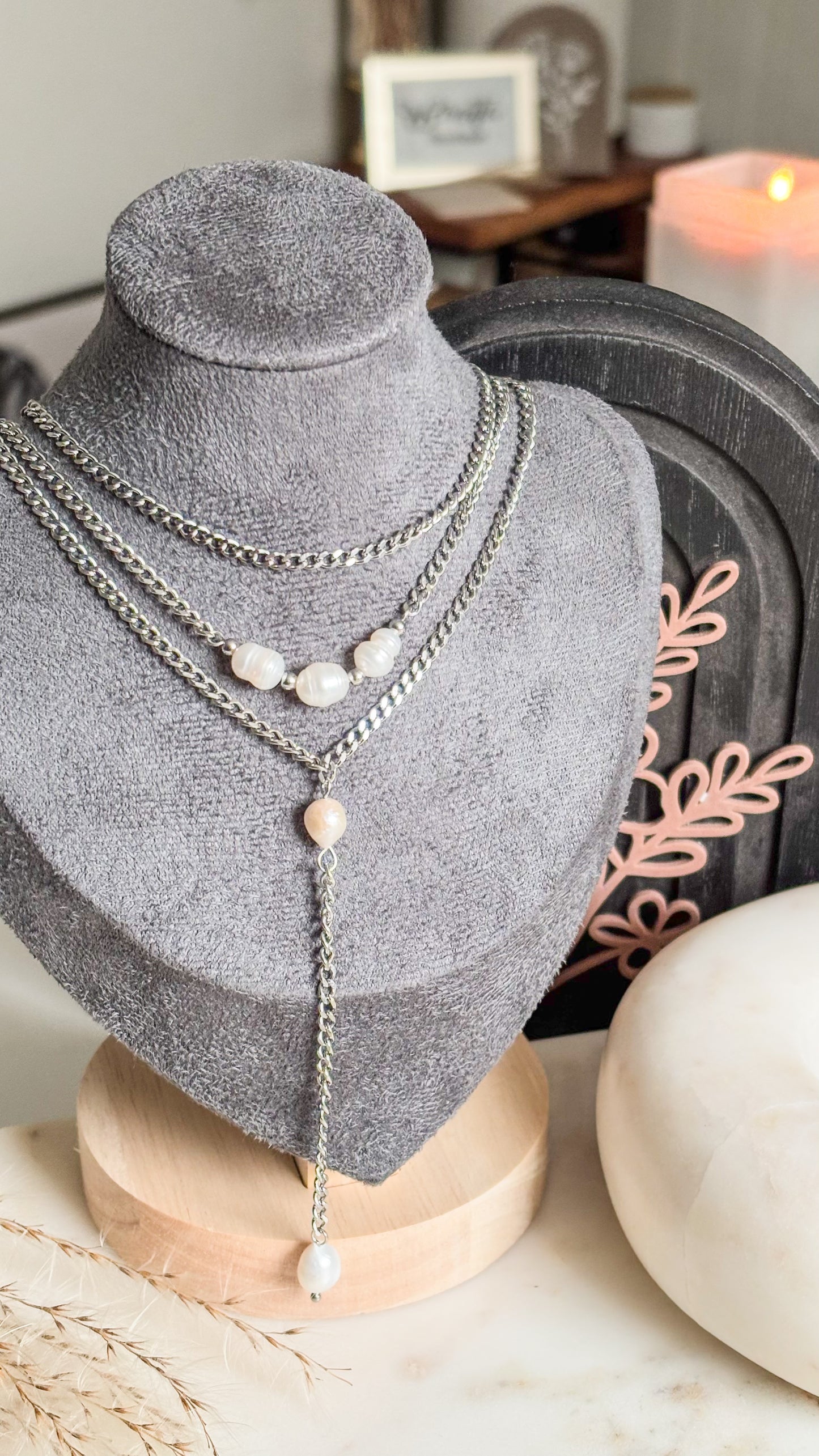 Silver 3 in 1 Layers Necklace