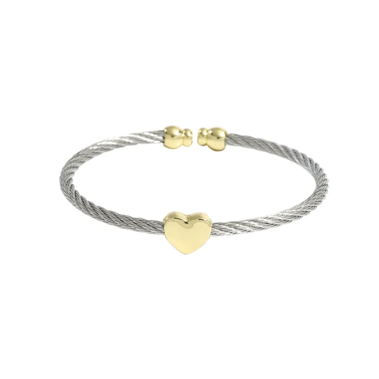 Silver Heart Bangle